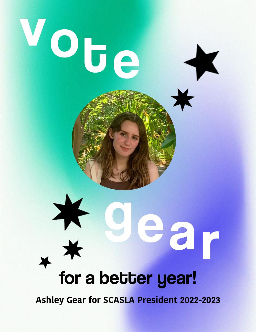 ashley gear for SCASLA 2022-23 president campaign poster page 1